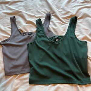 Ribbed Green and Gray Tank Tops